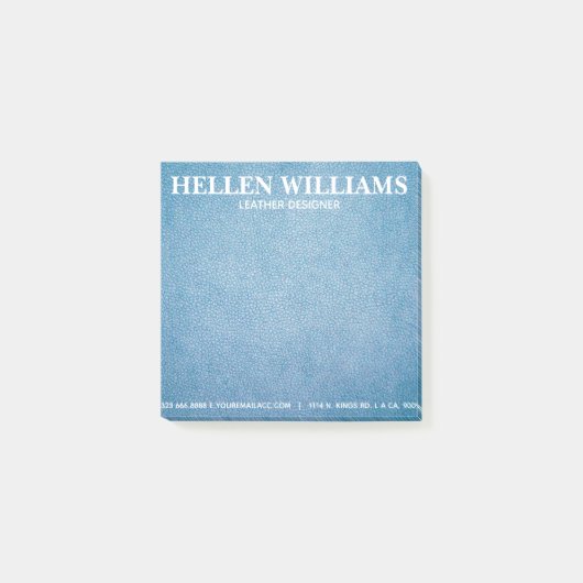 ブルーテクスチャーフェイクレザーモノグラム ポストイット (正面)