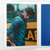 ブルーテクスモダンチャの写真の卒業 三つ折り招待状 (内部最初)