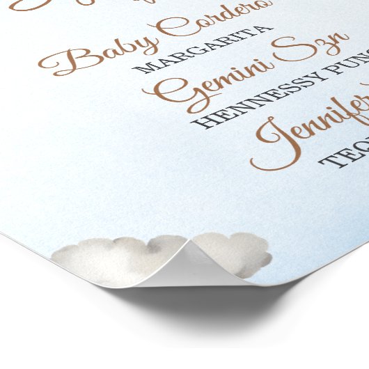 ブルーテディよくはしゃぐバルーンベビーシャワーバーメニュー ポスター (角)