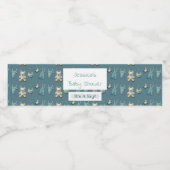 ブルーテディパーソナライズされたベア男の子ベビーシャワー ペットボトルラベル (シングルラベル)