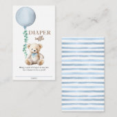 ブルーテディベアおむつラッフルベビーシャワーインサート エンクロージャーカード (正面/裏面)
