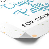 ブルーテディベアかわいい赤ちゃんシャワーおむつラッフルゲーム ポスター (角)