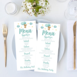 ブルーテディベアとバルーン誕生日パーティーフード メニュー