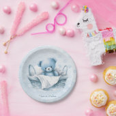 ブルーテディベアインバスケット紙プレート ペーパープレート (パーティー)