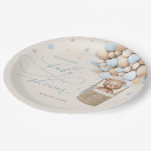 ブルーテディベアバルーンバーリーウェイベビーシャワー ペーパープレート (アングル)