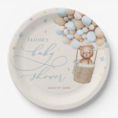ブルーテディベアバルーンバーリーウェイベビーシャワー ペーパープレート (正面)