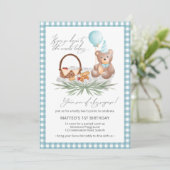 ブルーテディベアバルーンピクニック第1誕生日 招待状 (スタンド正面)