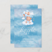 ブルーテディベアバルーンベビーおむつラッフル エンクロージャーカード (正面/裏面)