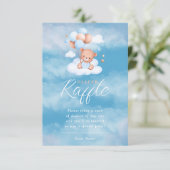 ブルーテディベアバルーンベビーおむつラッフル エンクロージャーカード (スタンド正面)