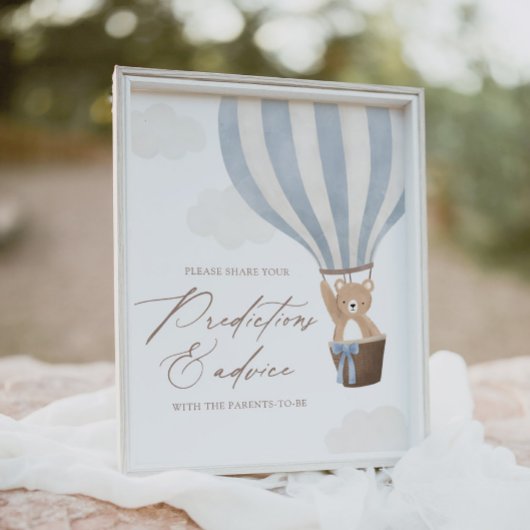 ブルーテディベアバルーンベビーシャワーアドバイス ポスター