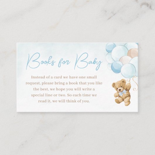 ブルーテディベアバルーンベビー エンクロージャーカード (正面)