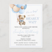 ブルーテディベアバルーン男の赤ちゃんシャワーハガキ 案内ポストカード (正面)