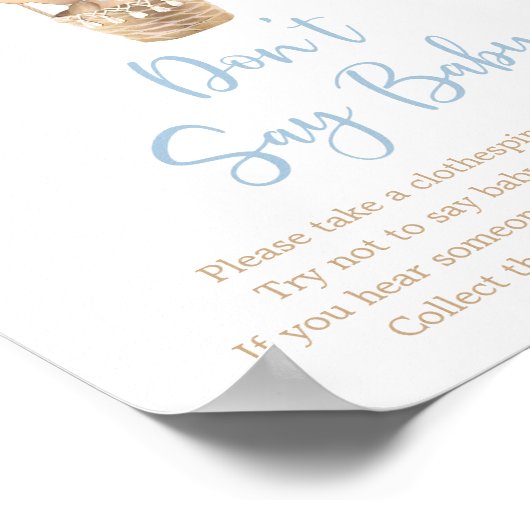 ブルーテディベアバルーン言わないベビーゲーム ポスター (角)