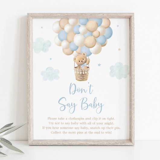 ブルーテディベアバルーン言わないベビーゲーム ポスター