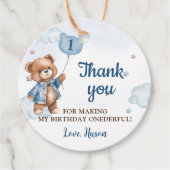 ブルーテディベアバルーン1st誕生日 フェイバータグ (正面)