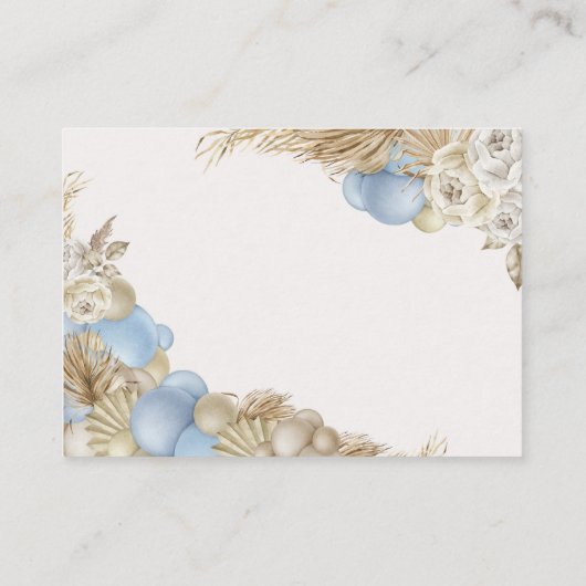 ブルーテディベアパンパスバルーンアーチブックスベビー エンクロージャーカード (裏面)