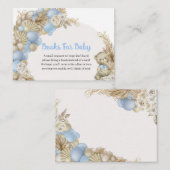 ブルーテディベアパンパスバルーンアーチブックスベビー エンクロージャーカード (正面/裏面)