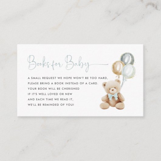 ブルーテディベアブックベビーカード エンクロージャーカード (正面)