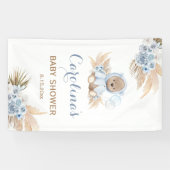 ブルーテディベアベビーシャワービニールバナー 横断幕 (横)