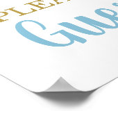 ブルーテディベアベビーシャワーボーイサインGuest Book ポスター (角)