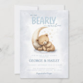 ブルーテディベアベビーシャワー招待状 招待状 (正面)