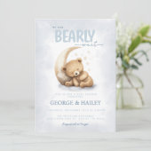 ブルーテディベアベビーシャワー招待状 招待状 (スタンド正面)