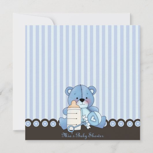 ブルーテディベアベビーシャワー招待状 招待状 (裏面)