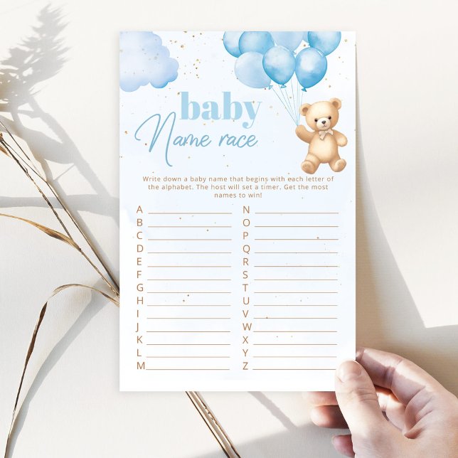 ブルーテディベアベビー名レースベビーシャワーゲーム (クリエイターアップロード済み)