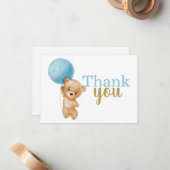 ブルーテディベアボーイサンキューノートカード ノートカード (正面/裏面インサイチュ)
