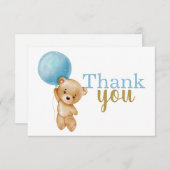 ブルーテディベアボーイサンキューノートカード ノートカード (正面/裏面)