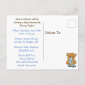 ブルーテディベアボーイベビーシャワー招待状 ポストカード (裏面)