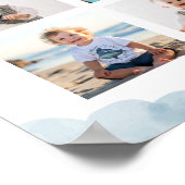 ブルーテディベアボーイ誕生日フォトマイルストーンサイン ポスター (角)