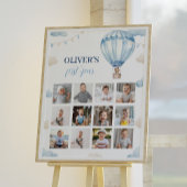 ブルーテディベアボーイ誕生日フォトマイルストーンサイン ポスター