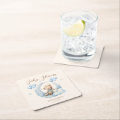 ブルーテディベアースターベビーシャワー スクエアペーパーコースター (インサイチュ)