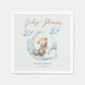 ブルーテディベアースターベビーシャワー スタンダードカクテルナプキン (正面)