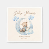 ブルーテディベアースターベビーシャワー スタンダードカクテルナプキン (正面)