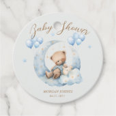 ブルーテディベアースターベビーシャワー フェイバータグ (正面)