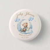 ブルーテディベアースターベビーシャワー 缶バッジ (正面)