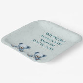 ブルーテディベアーズツインベビーシャワー ペーパープレート (傾斜あり)