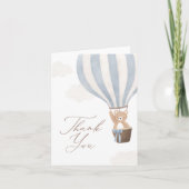 ブルーテディベアーホットエアバルーン赤ちゃんシャワー サンキューカード (正面)