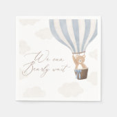 ブルーテディベアーホットエアバルーン赤ちゃんシャワー スタンダードカクテルナプキン (正面)