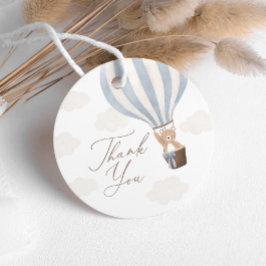 ブルーテディベアーホットエアバルーン赤ちゃんシャワー フェイバータグ