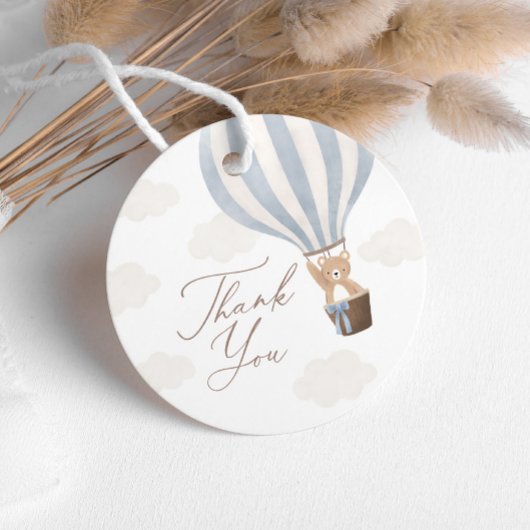 ブルーテディベアーホットエアバルーン赤ちゃんシャワー フェイバータグ