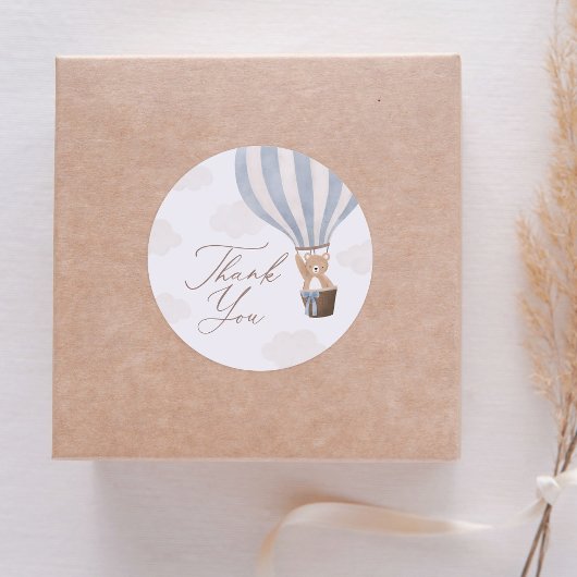 ブルーテディベアーホットエアバルーン赤ちゃんシャワー ラウンドシール