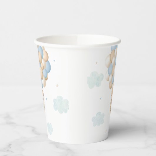ブルーテディベアーホットエアバルーン赤ちゃんシャワー 紙コップ (左)