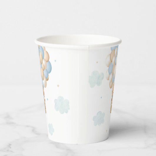 ブルーテディベアーホットエアバルーン赤ちゃんシャワー 紙コップ (右)