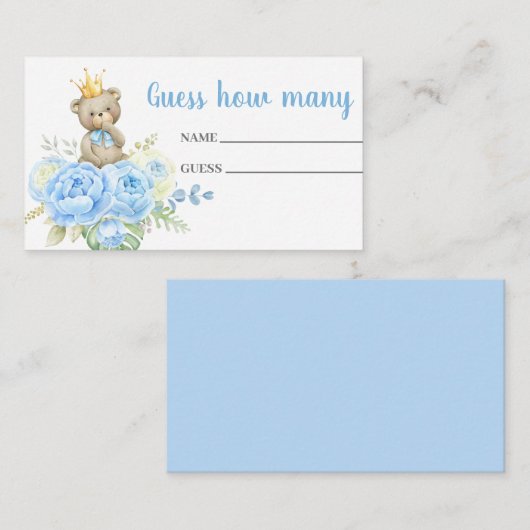 ブルーテディベア何枚のカードを当てる エンクロージャーカード (正面/裏面)