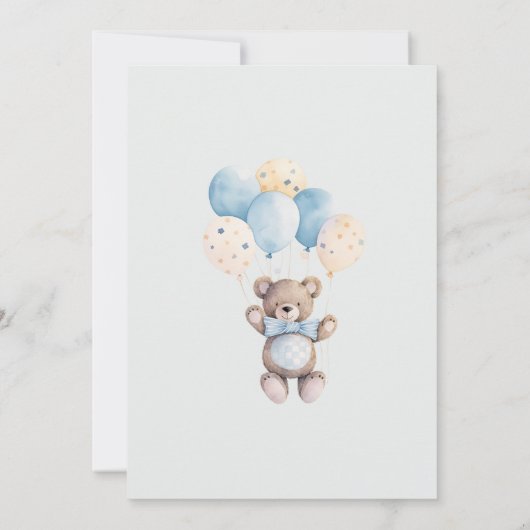 ブルーテディベア心待ちベビーシャワー 招待状 (裏面)