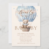 ブルーテディベア心待ちベビーシャワー 招待状 (正面)