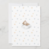 ブルーテディベア我々は心から待つことができる男の赤ちゃんシャワー 招待状 (裏面)